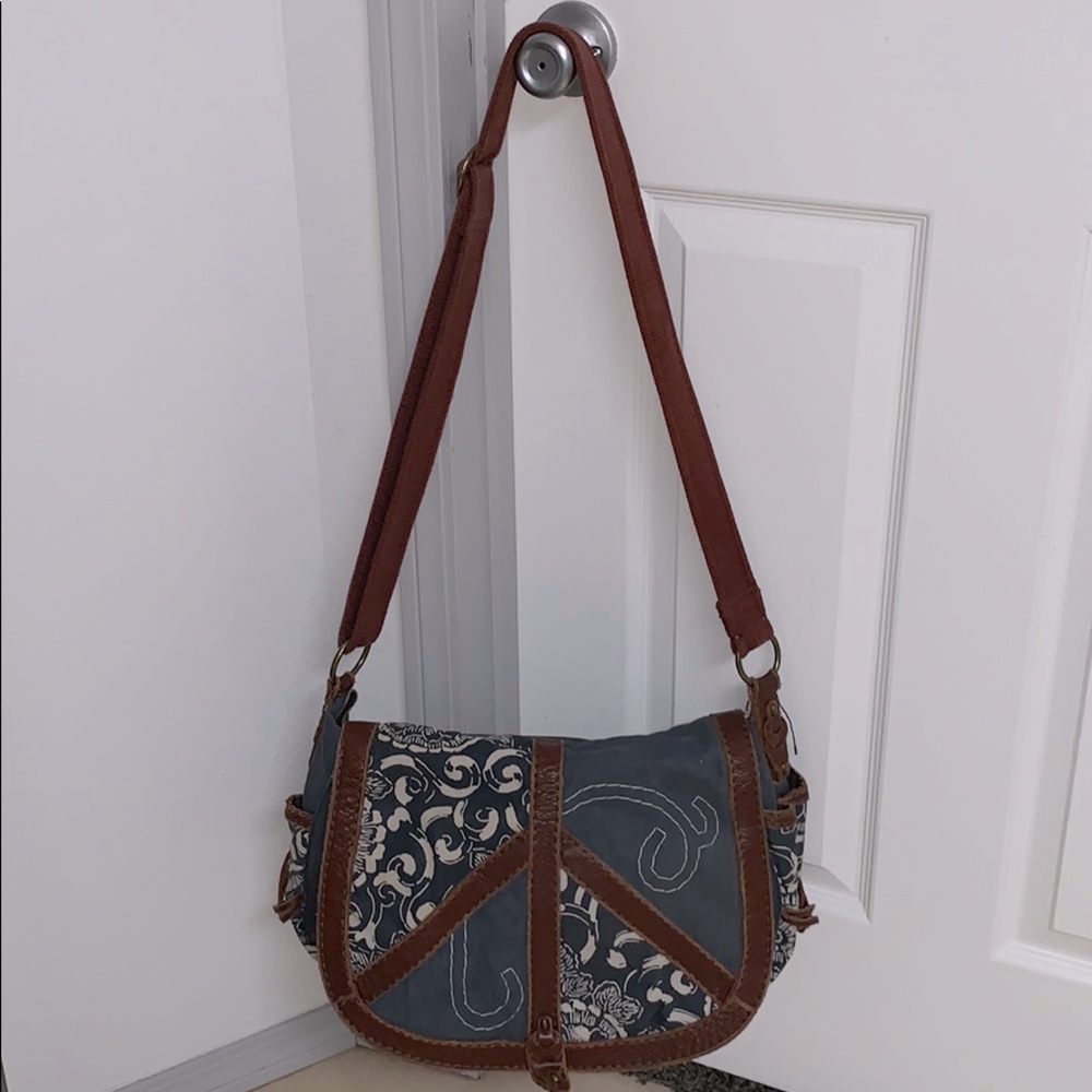 Lucky 🍀 Brand Denim & Leather Messenger Bag ☮️